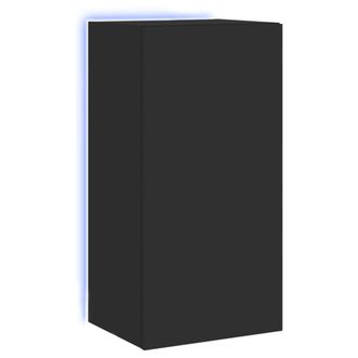 vidaXL Vidaxl - Mobile Tv A Parete Con Luci Led Nero 40,5x35x80 Cm