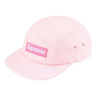 SUPREME SS26 Monogram Gingham Camp Cap Pink SUP-SS26-1051-PNK