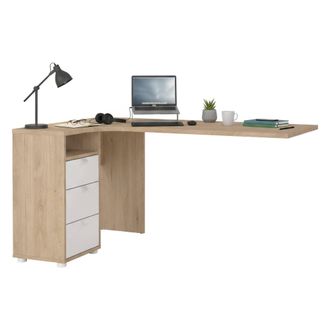Dmora Dmora - Escritorio Peipah, Escritorio Multiusos, Mesa De Oficina Para Pc, El Plan De Trabajo, 150x100 H76 Cm, Roble Y Blanco