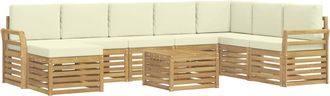 vidaXL Conjunto De Sof&aacute;s De Exterior 9 Uds. Blanco Y Crema Poli&eacute;ster Vidaxl