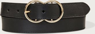 Lucky Brand Leather Belt With Double Ring Buckle
