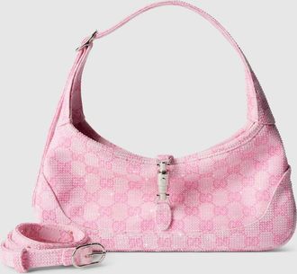 Gucci Jackie Slim Crystal Medium Shoulder Bag, Pink, Metal