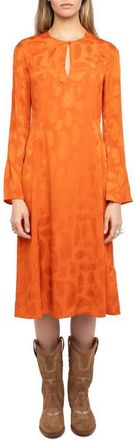 Zadig&Voltaire Randon Paisley Silk Midi Dress in Tangerine at Nordstrom, Size X-Small