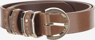 Pinko Womens Leather Belt With Studs Brown