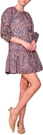 Melloday Print Poplin Babydoll Dress in Dusk/Mocha at Nordstrom Rack, Size X-Large