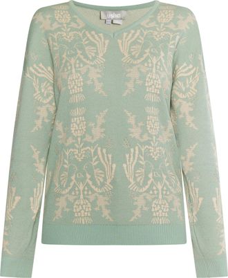 Usha Gebreide trui Dames Munt cr&egrave;me