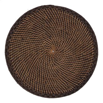 Saro Lifestyle Woven Rattan Placemat Round - Set Of 4 In Brown