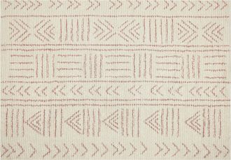 Beliani Alfombra De Algod&oacute;n Beige Rosa 160 X 230 Cm Hecho A Mano Patr&oacute;n Geom&eacute;trico Edirne