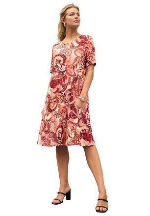 Jessica London Stretch Knit A-Line Dress in Pink Orange Paisley at Nordstrom, Size 20