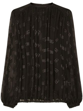 Dolce & Gabbana DG-logo satin blouse - Black