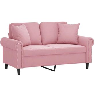 vidaXL Divano a 2 Posti con Cuscini Rosa 120 cm in Velluto vidaXL