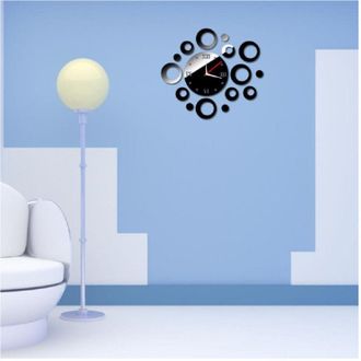 Trade Shop Trade Shop - Orologio A Parete Adesivo 3d Effetto Specchio Decorazione Palla Cerchi Numeri Romani