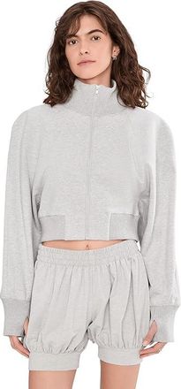 Norma Kamali Oversized Turtle Bomber Jacket To Waist Womens Jacket Light Heather Grey : 2XS (Womens 0), Cotton/Elastane