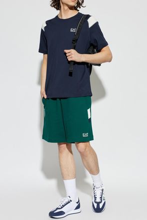 Emporio Armani Sweat Shorts With Printed Logo, Mens, Green