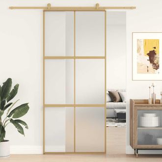 vidaXL Vidaxl - Puerta Corredera Dorada Vidrio Esg Esmerilado Aluminio 90x205cm
