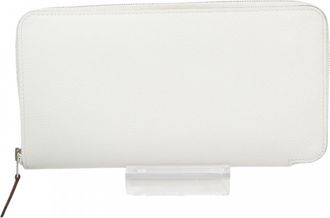 Herm&egrave;s White Leather Long Wallet (Bi-Fold) (Pre-Owned)