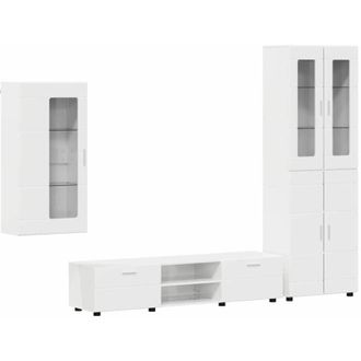 vidaXL TV Cabinet Set FLORIN High Gloss White Engineered Wood vidaXL