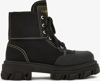 Ganni Black Trail Boots in Canvas - Size 35 Cotton