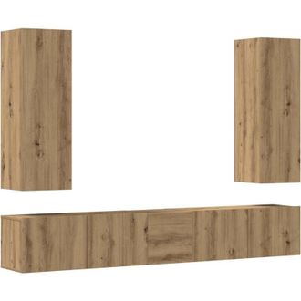 vidaXL Vidaxl - Muebles De Tv De Pared 5 Uds Madera Ingenier&iacute;a Roble Artesanal
