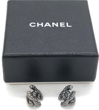 Chanel Coco Mark Rhinestone Womens Earrings (Pre-Owned)