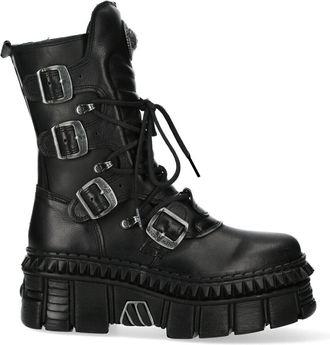 New Rock Mid-Calf Leather Platform Boots-WALL373-S6