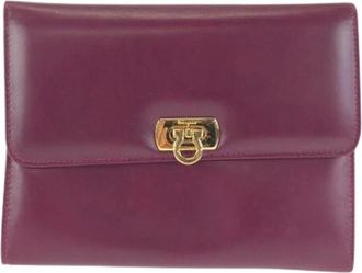 Ferragamo Pre-owned Clutches, female, Purple, Size: ONE SIZE Pre-owned Leather Clutch Bag