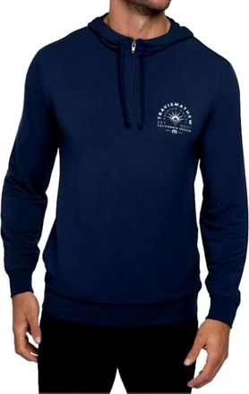 Travis Mathew Whale Shark Quarter Zip Hoodie In Dress Blues