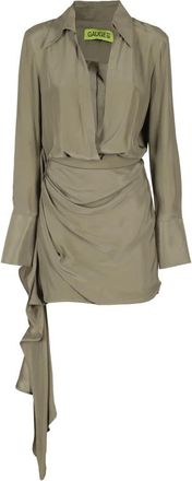 Gauge81 Gravia Zijden Mini Jurk - Dames - Korte kleedjes - Groen - XS - Leer - Kleedjes