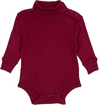 Leveret Cotton Boho Solid Turtleneck Bodysuit in Maroon Red at Nordstrom, Size 2T
