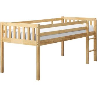 Beliani Beliani - Letto singolo alto per bambini in legno di caucci&ugrave; con rete a doghe in legno chiaro 90 x 200 cm Peipin