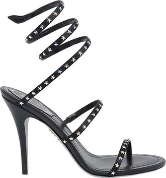 Rene Caovilla Black Cleo Pump Sandals Round Toe