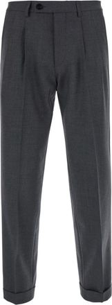 Michael Coal Broeken, Heren, Grijs, W32, Double-Pleat Broeken