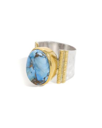Tiramisu Silver 9.00 Ct. Tw. Blue Dahlia Turquoise Statement Ring