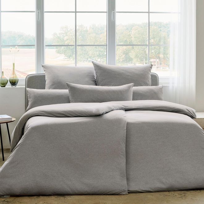 ESTELLA Mako Interlock Jersey Uni Bettwäsche | 100% Baumwolle | trocknerfest und bügelfrei | 155x220 cm + 80x80 cm | Farbe: Grau ab 159,95 €