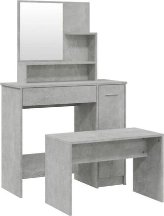 vidaXL Dressing Table Set Concrete Grey 86.5x35x136 cm Vidaxl