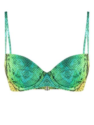 Noire Swimwear Top bikini con stampa - Verde