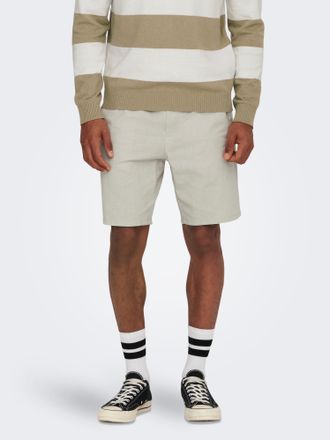 Only & Sons Shorts ONLY & SONS ONSLINUS 0007 COT LIN SHORTS NOOS, Herren, Gr. XXL, N-Gr, beige (silber lining), Web, Obermaterial: 75% Baumwolle, 25% Leinen, unif