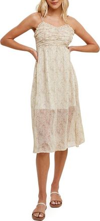 Wishlist Floral Ruched Empire Waist Chiffon Sundress in Cream at Nordstrom Rack, Size Medium