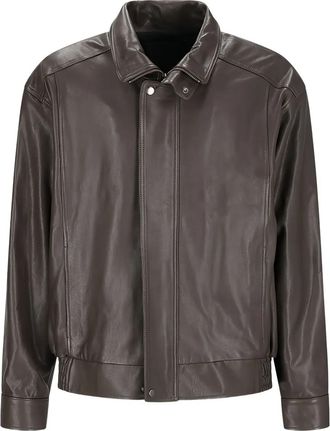 Calvin Klein paneled leather jacket - Brown