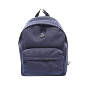 Moncler Pre-owned NEW Pierrick nylon lederen rugzak - Heren - Pre-owned - Blauw - Maat: ONE Size Nylon