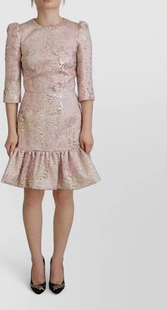 Dolce & Gabbana silk jacquard 3/4 sleeve knee-length dress