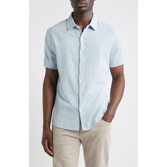 Robert Barakett Manny Short Sleeve Knit Button-Up Shirt in Fresh Blue at Nordstrom, Size Xx-Large