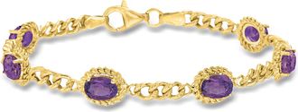Ross-Simons Amethyst Link Bracelet in 18kt Gold Over Sterling Silver