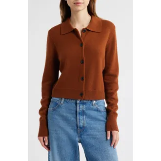 Frame Denim Cashmere Shrunken Cardigan in Chestnut at Nordstrom, Size X-Small