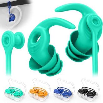 OEM Tapones Para Los O&iacute;dos De Silicona Impermeables Para Adultos: 4 Pares De Tapones Reutilizables Con Cord&oacute;n Desmontable