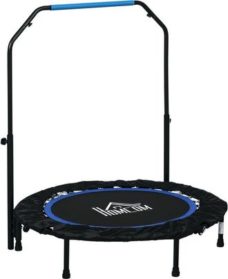 HOMCOM Homcom - Trampol&iacute;n De Fitness &Oslash;102 Cm Cama El&aacute;stica Plegable Con Mango Ajustable De 4 Niveles Marco De Acero Para Entrenamiento Piernas Cuerpo Complet