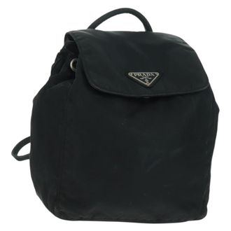 Prada Vintage Backpack Nylon Black Nylon Backpack Bag (Pre-Owned)