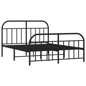 Berkfield Home Metal Bed Frame with Headboard & Footboard Black 135x190 cm Double