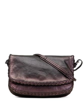 Bottega Veneta 2010 Intrecciato Trimmed Iridescent Calfskin Scarabee crossbody bag - women - Calf Leather - One Size - Purple