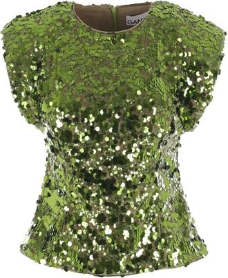 Ganni Mujer, Blusas y Camisas, Verde, Talla: S